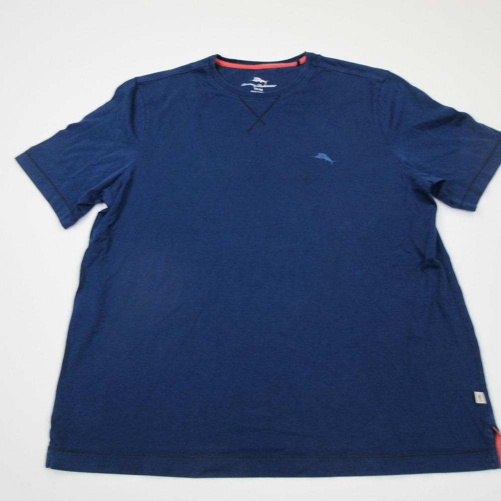 Tommy Bahama Shirt Mens Medium Blue Tagless Crewneck Jersey Contrasting Trim
